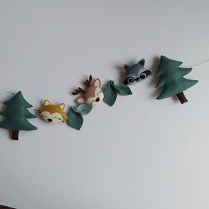 Woodland animals garland, felt garland nursery, woodland nursery decor,forest garland in the children&#39;s room.Baby shower gift