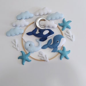 Baby mobile  blue whale nursery baby crib mobile hanging mobile baby mobile sea hors baby mobile newborn baby shower mobile