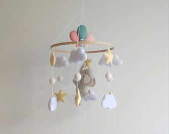 Baby mobile elephant air balloon baby mobile Nursery mobile elephant Baby crib mobile Gift for future mother hanging mobile baby shower gift