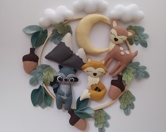 Nursery baby mobile forest animal - baby mobile woodland -baby berceau literie - baby mobile mountain - baby shower cadeau