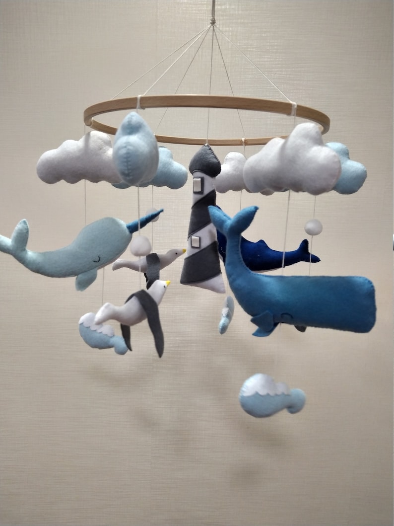 Baby mobile whales blue whale baby mobile nursery crib Etsy