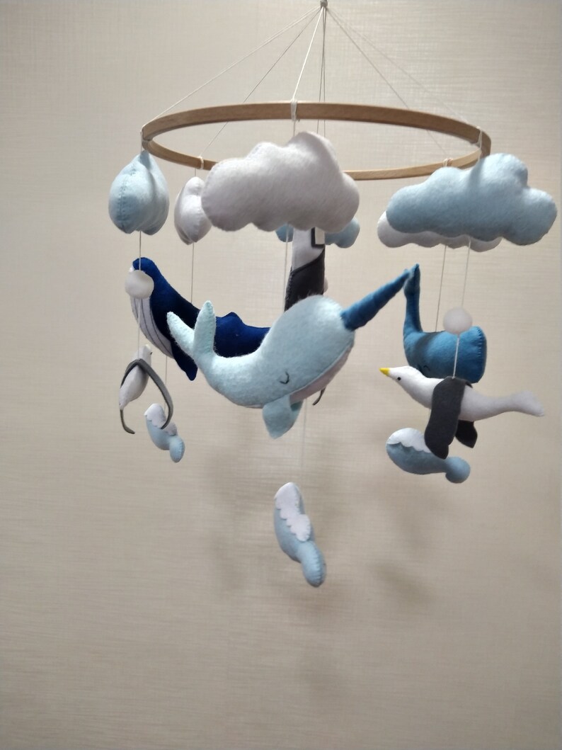 Baby mobile whales blue whale baby mobile nursery crib Etsy