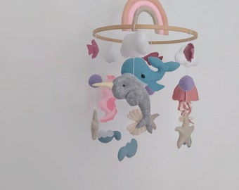 Baby mobile sea ocean nursery , blue baby mobile baby crib mobile hanging mobile baby mobile sea baby mobile newborn baby shower mobile