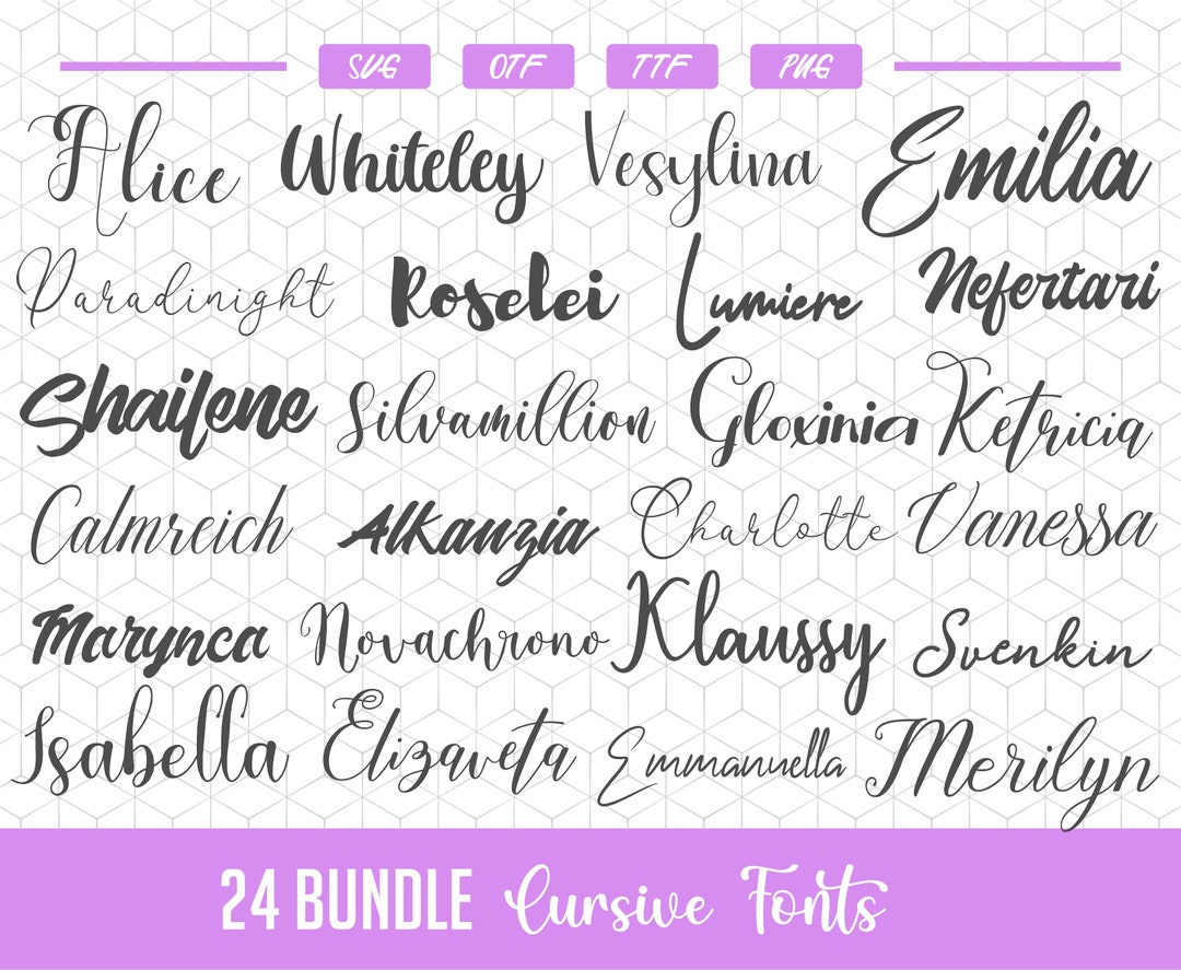 Cursive Font Svg Cursive Font Cricut Font Svg Bundle Silhouette Cursive ...