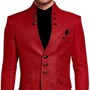 Mens Red Designer Blazer Bespoke Sport Coat Jacket