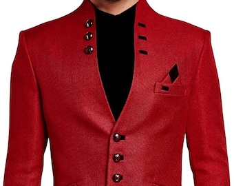 Mens Red Designer Blazer Bespoke Sport Coat Jacket