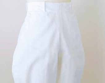 Vintage 1930s Weiße Baumwoll Jodhpurs: Reiterhose