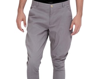 Gray Cotton Equestrian Breeches: Vintage Style Riding Jodhpurs