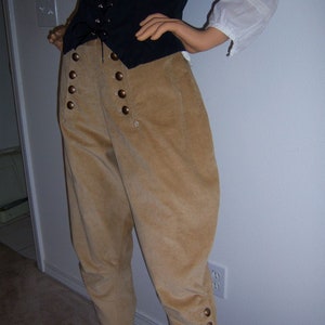 Steampunk Button Front Equestrian Ridding Pants High Waist Jodhpurs 1920s Vintage Antique Designer Breeches