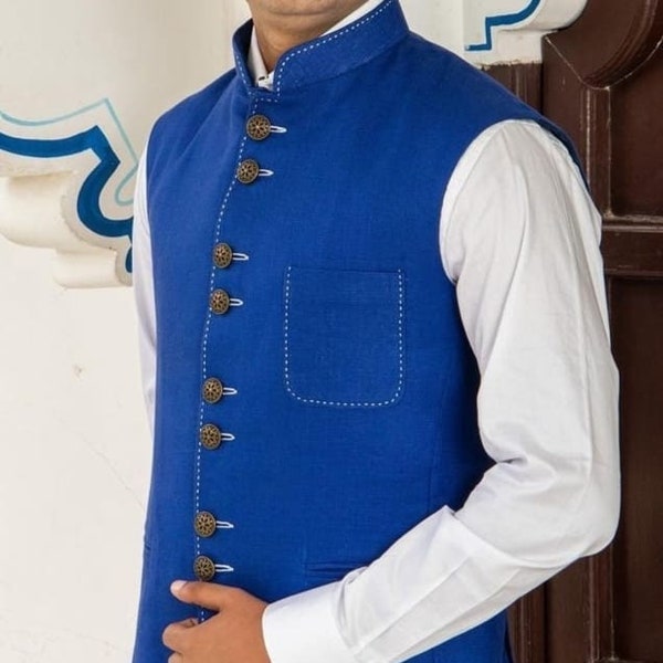 Royal Blue Mens Vest Etsy