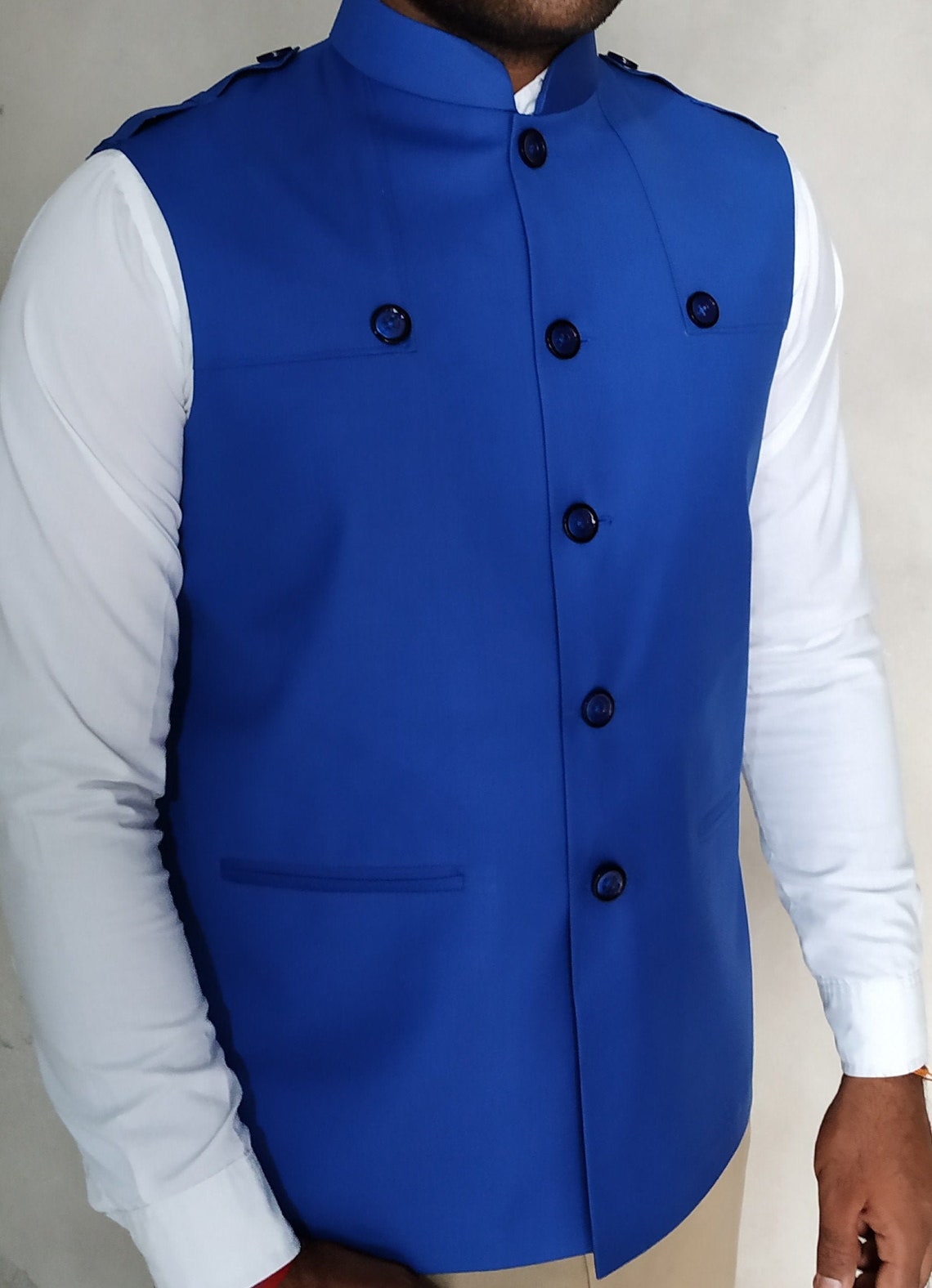 Men’s Grey & Black Checked Cotton Nehru Vest – Classic Ethnic Layer