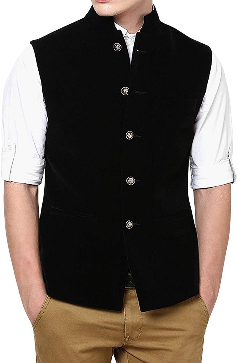 Buy Handmade Mens Black Velvet Nehru Jacket Men's Waistcoat Online in