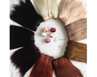 Straight natural mohair Weft for Waldorf doll hair 8 - inch
