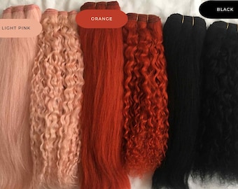 Soft curly and straight Camel Weft for Waldorf doll hair ~ 12 inch-100g