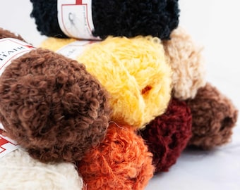 Doll Hair Mohair Boucle Yarn - De Witte Engel -for Waldorf / Steiner Dolls 50 gr. Curly doll hair. EN 71 Certified Yarn