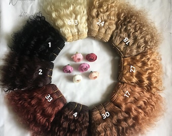 Mohair Weft 6 inch/5m Curly Doll Hair - Natural Reborn, Waldorf, Blythe - Rerooting for Unique Doll Creations - Perfect Gift for Crafters