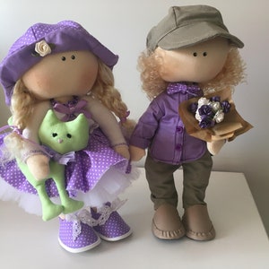 30 cm tall, Dolls in pairs , Textile doll-Interior doll, Rag doll- Tilda doll