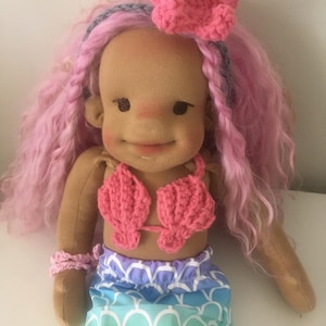 Natalie 16″ Natural fiber art doll, Waldorf inspiration doll. OOAK doll. Mermaid doll.