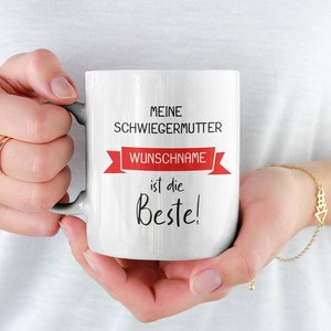 De favoriete beker van mijn schoonmoeder is de beste! Koffiekopje met motief, bedrukte kop met spreuk, personaliseerbare naam