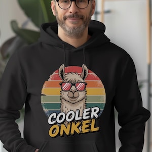 Cool Uncle Hoodie – Funny Llama Hoodie for Men – Retro Vintage Gift for Uncle, Birthday, Father’s Day