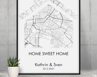Geschenk Einzug Wohnung Haus personalisiert individualisiertes Poster Einzugsgeschenk