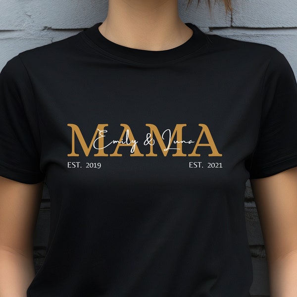 Mama T-Shirt | personalisiert mit Namen | Geschenk Mutter Geburt Muttertag Geburtstag