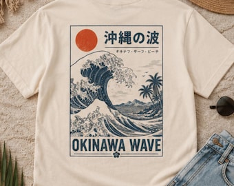 Okinawa Wave Shirt, Japanese Wave T-Shirt, Retro Surf Shirt, Vintage Japanese Motif, Ukiyo-e Graphic Tee