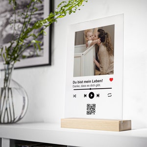 Personalisierte Musik-Plakette Musikbild Spotify Geschenk für Geburt Baby Party Geburtstag Acryl - Jeder Song und Künstler möglich QR Code