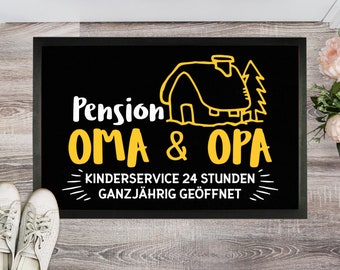 Fußmatte Pension Oma & Opa Geschenk Großeltern Geschenkidee rutschfeste Schmutzfangmatte 40 x 60 cm