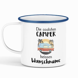 Enamel cup with rim The coolest campers have the name of your choice - camping cup, printed enamel cup, personalized