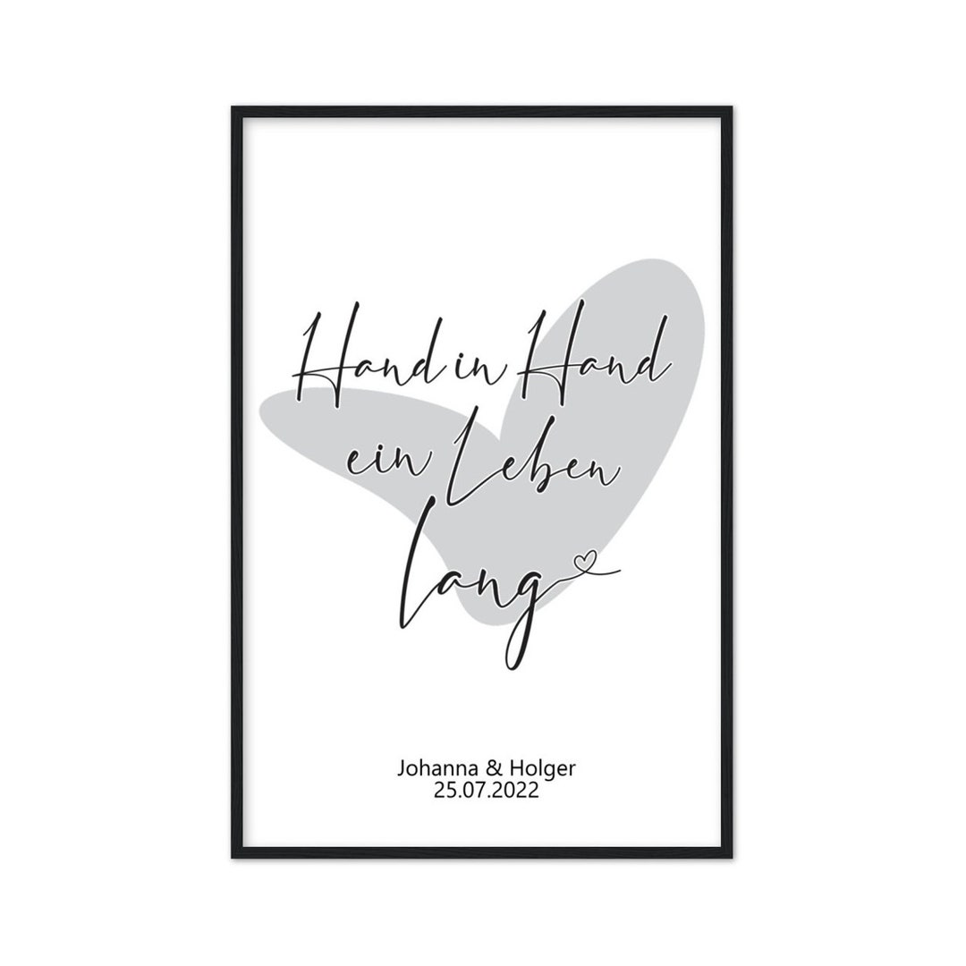 Hand in Hand ein Leben lang Poster Liebespaar Verlobung Hochzeit