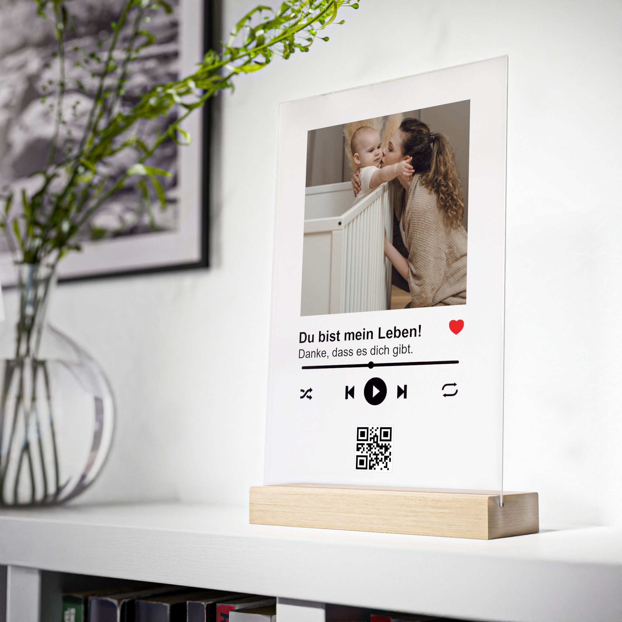 Quadretto Placca in Plexiglass per la Mamma Personalizzabile con Foto,  Dedica e Codice Canzone Spotify - Idea Regalo Festa della Mamma