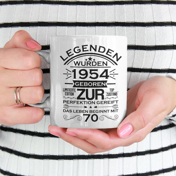 Geschenk 70 Geburtstag Legenden wurden 1954 geboren Mann Frau Scherzartikel Tasse Kaffeebecher Geschenkidee