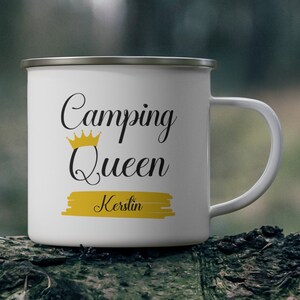 Enamel Mug Camping Queen Personalizable Name