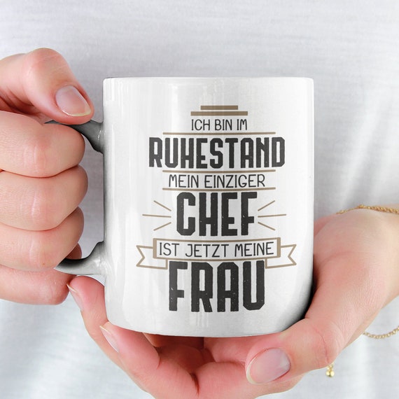 MoonWorks Rentner-Tasse Mit Spruch – „Mein Einziger Chef Ist Meine Frau“ – Lustiges Geschenk Zum Ruhestand, Weiß, 325 Ml