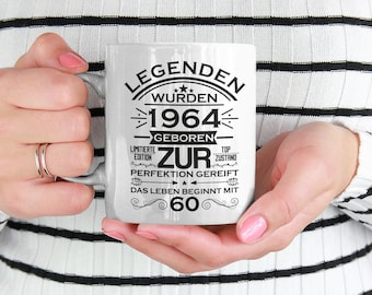 Geschenk 60 Geburtstag Legenden wurden 1964 geboren Mann Frau Scherzartikel Tasse Kaffeebecher Geschenkidee