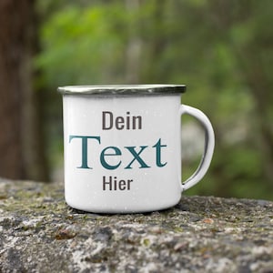 Enamel cup with silver edge Personalized gift dad name desired text or picture