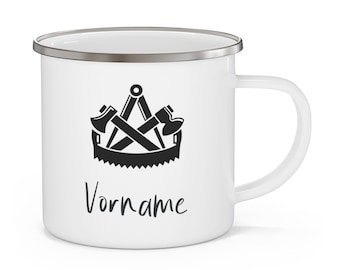 Guild sign carpenter with name enamel mug with name - printed enamel mug personalized motif