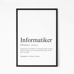 Informatiker Geschenk Poster personalisiert Geburtstagsgeschenk Fachinformatiker Defintion
