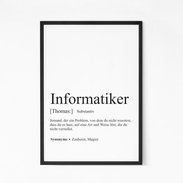 Informatiker Geschenk Poster personalisiert Geburtstagsgeschenk Fachinformatiker Defintion