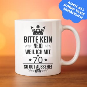 Caneca de 70º aniversário – Por favor, não fique com ciúmes porque eu pareço tão bem aos 70 – Ideia engraçada de presente de aniversário para homens e mulheres