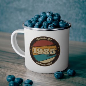40th Birthday 1985 born Enamel Mug Gift Vintage Retro Decoration 40 years