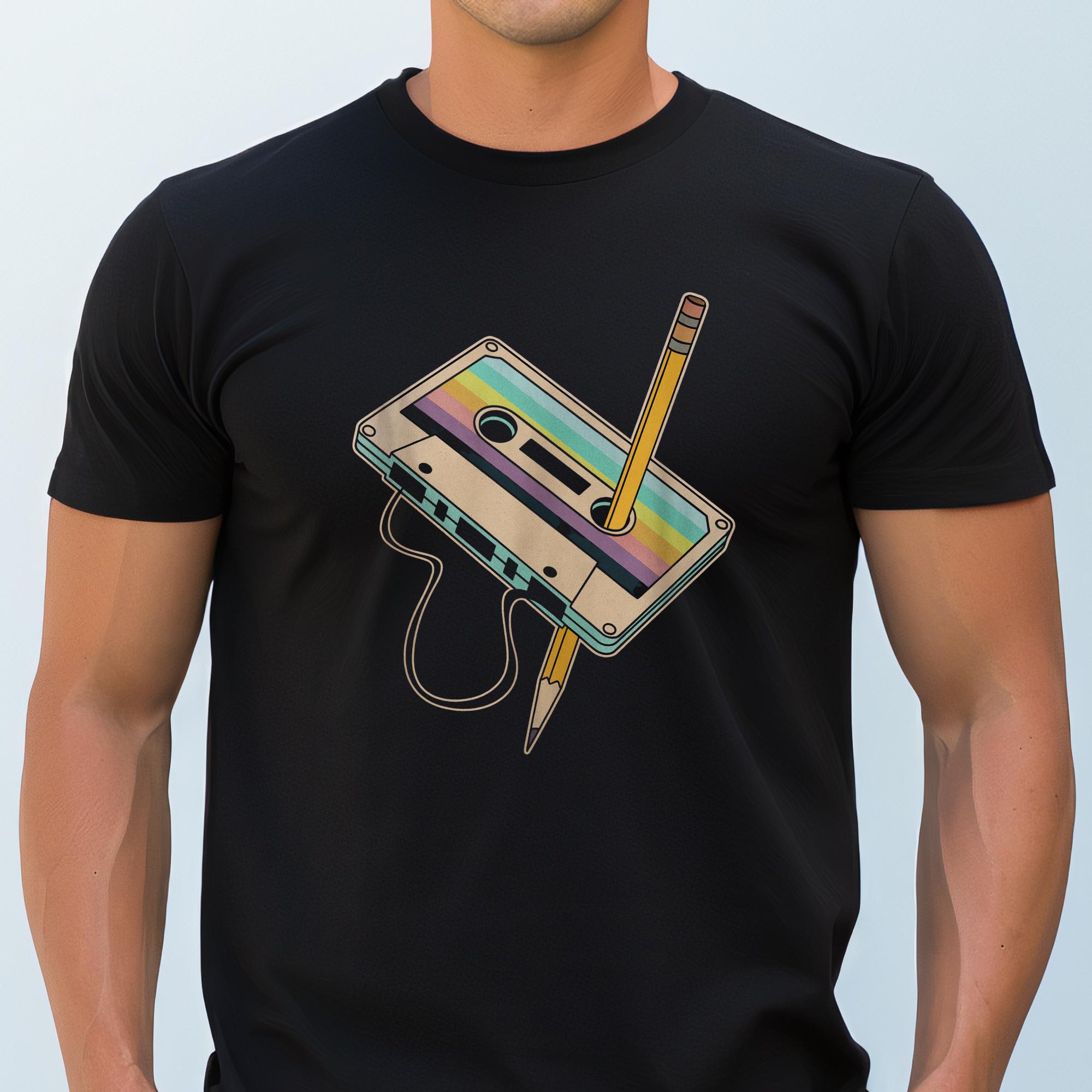 2019 Moda Cassetta Uomo Camiseta Rétro Ni 80 Classico Música Vecchia Scuola Audi - Foto 2