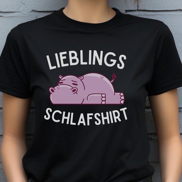 Lieblings Schlafshirt - Frauen Pyjama Hippo Nilpferd T-Shirt Unisex Alternativer Schlafanzug Nachthemd