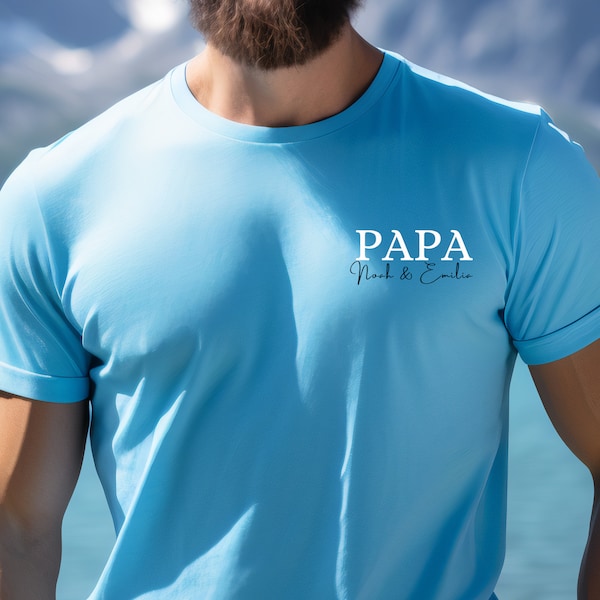 Papa T-Shirt | personalisiert mit Namen | Geschenk werdender Vater Geburt Vatertag Geburtstag