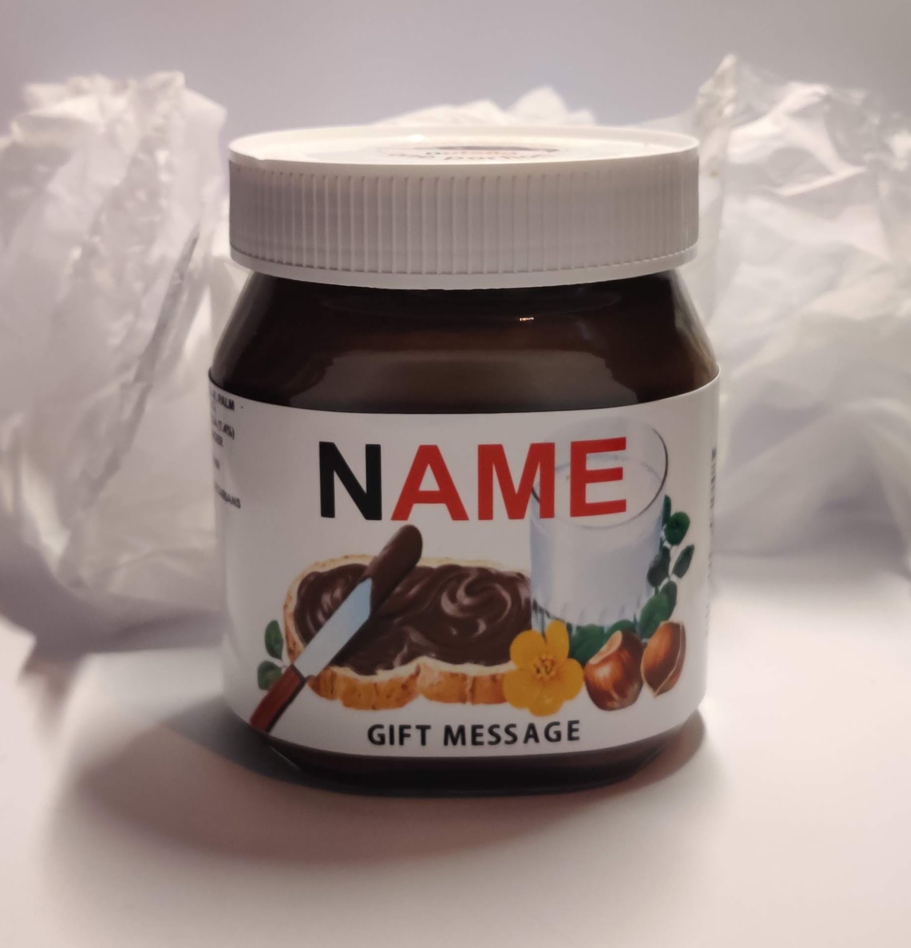 Etiquettes autocollantes prénoms personnalisées pour mini pot de nutella