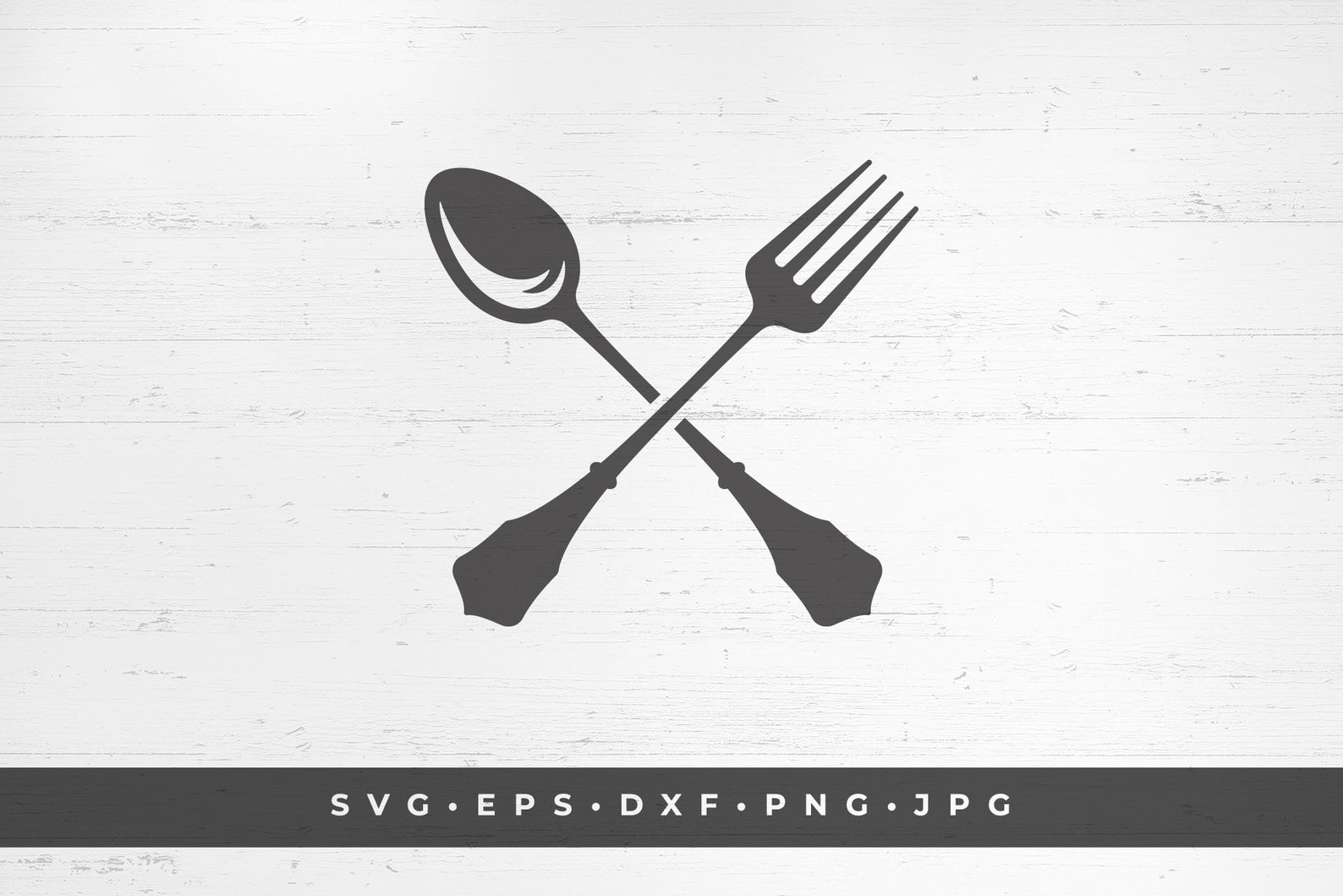 Crossed fork and spoon kitchenware tools silhouette vector Etsy