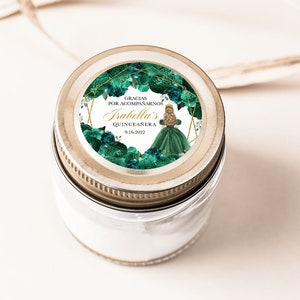 EDITABLE Favor Tag Label, Elegant Emerald Green Floral Quinceanera Favor Tag, Label, Thank You, Mis Quince, Printable, Template, Corjl