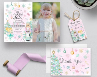 Land of Sweets Nutcracker Birthday Invitation Bundle (Editable Template)