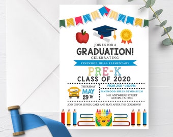 Editable Pre-K Graduation Invitation: Printable Party Announcement (Corjl)